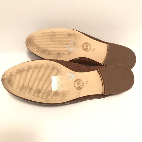 MICHAEL KORS VC17D NATASHA SLIDE LEATHER MAHOGANY BROWN CROC LOAFERS SIZE 6M - Picture 5 of 7